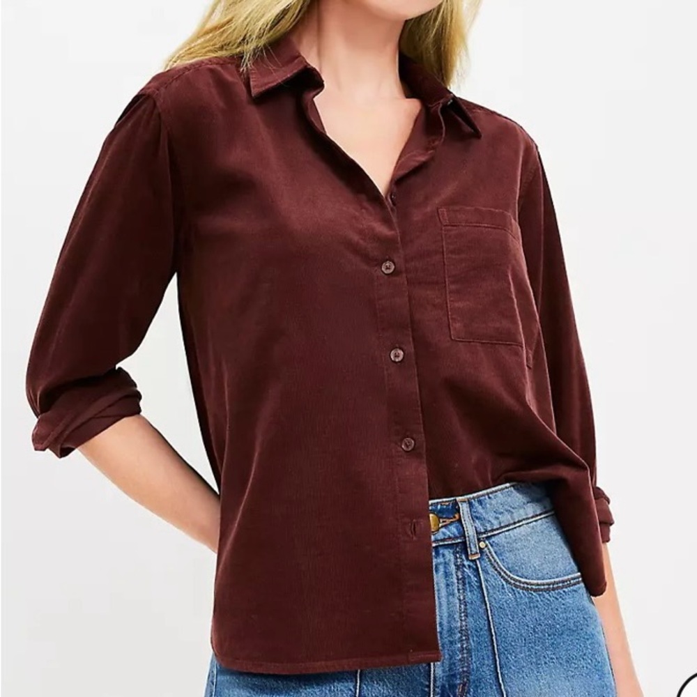 LOFT Corduroy Relaxed Button-Up Shirt